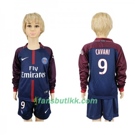 Fotballdrakt Paris SG Cavani 9 Barn Hjemmetrøye 2017-2018 Langermet